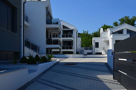 Entrance to Black Pearl houses in Kalamitsi Halkidiki