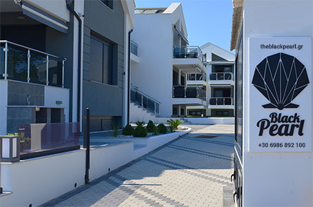 Entrance to Black Pearl houses in Kalamitsi Halkidiki