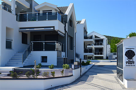 Entrance to Black Pearl houses in Kalamitsi Halkidiki